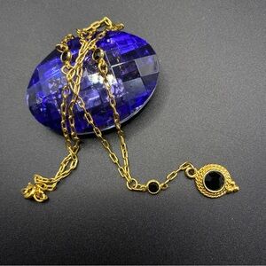 Black & Gold Tone Made In Korea Drop Necklace 16”